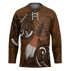 New Zealand Taiaha Hockey Jersey Maori Weapon Silver Fern Maori Pattern