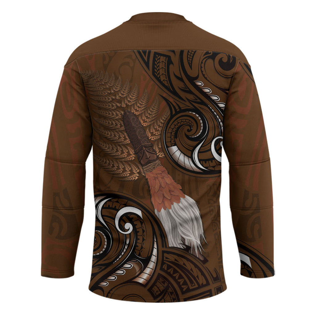 New Zealand Taiaha Hockey Jersey Maori Weapon Silver Fern Maori Pattern