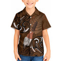 New Zealand Taiaha Kid Hawaiian Shirt Maori Weapon Silver Fern Maori Pattern