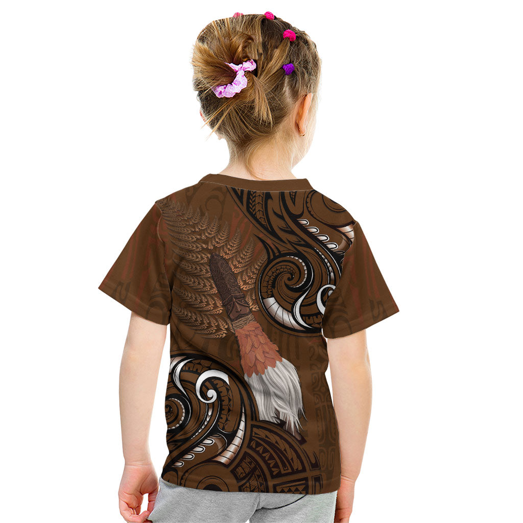 New Zealand Taiaha Kid T Shirt Maori Weapon Silver Fern Maori Pattern