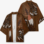 New Zealand Taiaha Kimono Maori Weapon Silver Fern Maori Pattern