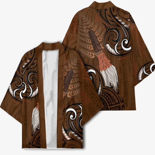 New Zealand Taiaha Kimono Maori Weapon Silver Fern Maori Pattern