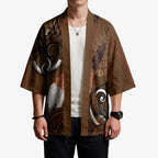 New Zealand Taiaha Kimono Maori Weapon Silver Fern Maori Pattern