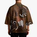 New Zealand Taiaha Kimono Maori Weapon Silver Fern Maori Pattern