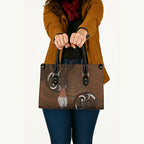 New Zealand Taiaha Leather Bag Maori Weapon Silver Fern Maori Pattern