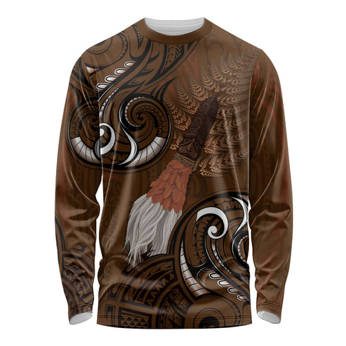 New Zealand Taiaha Long Sleeve Shirt Maori Weapon Silver Fern Maori Pattern