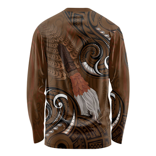 New Zealand Taiaha Long Sleeve Shirt Maori Weapon Silver Fern Maori Pattern