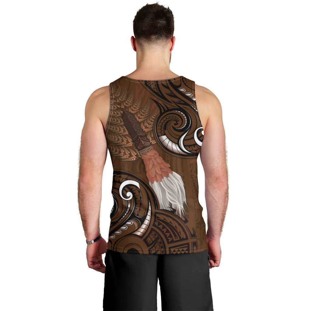 New Zealand Taiaha Men Tank Top Maori Weapon Silver Fern Maori Pattern
