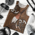New Zealand Taiaha Men Tank Top Maori Weapon Silver Fern Maori Pattern