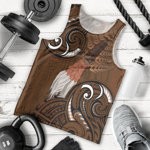 New Zealand Taiaha Men Tank Top Maori Weapon Silver Fern Maori Pattern