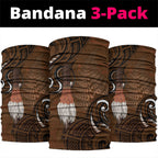 New Zealand Taiaha Neck Gaiter Maori Weapon Silver Fern Maori Pattern