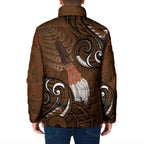 New Zealand Taiaha Padded Jacket Maori Weapon Silver Fern Maori Pattern