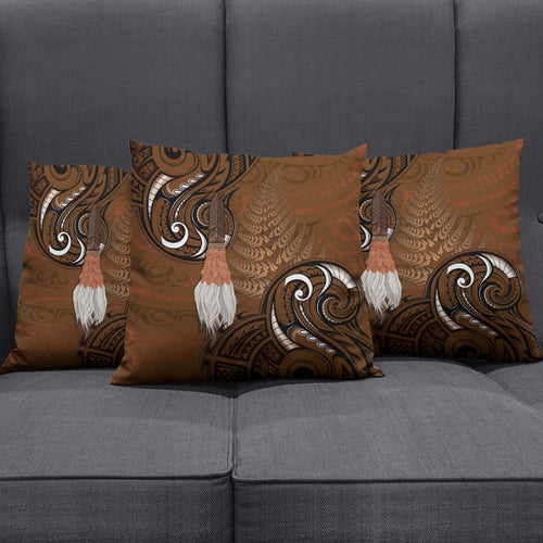 New Zealand Taiaha Pillow Cover Maori Weapon Silver Fern Maori Pattern