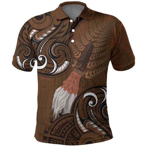 New Zealand Taiaha Polo Shirt Maori Weapon Silver Fern Maori Pattern