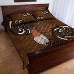 New Zealand Taiaha Quilt Bed Set Maori Weapon Silver Fern Maori Pattern