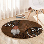New Zealand Taiaha Round Carpet Maori Weapon Silver Fern Maori Pattern