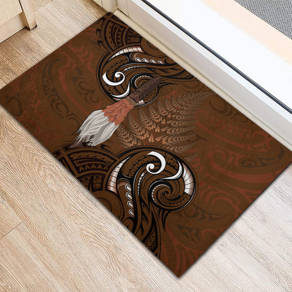 New Zealand Taiaha Rubber Doormat Maori Weapon Silver Fern Maori Pattern