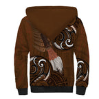 New Zealand Taiaha Sherpa Hoodie Maori Weapon Silver Fern Maori Pattern