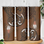 New Zealand Taiaha Skinny Tumbler Maori Weapon Silver Fern Maori Pattern