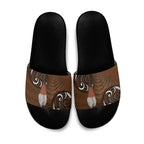 New Zealand Taiaha Slide Sandals Maori Weapon Silver Fern Maori Pattern