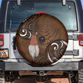 New Zealand Taiaha Spare Tire Cover Maori Weapon Silver Fern Maori Pattern