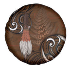 New Zealand Taiaha Spare Tire Cover Maori Weapon Silver Fern Maori Pattern