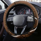 New Zealand Taiaha Steering Wheel Cover Maori Weapon Silver Fern Maori Pattern