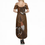 New Zealand Taiaha Summer Maxi Dress Maori Weapon Silver Fern Maori Pattern
