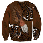 New Zealand Taiaha Sweatshirt Maori Weapon Silver Fern Maori Pattern