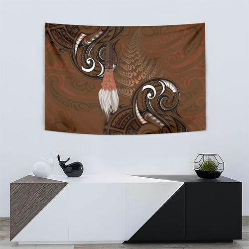 New Zealand Taiaha Tapestry Maori Weapon Silver Fern Maori Pattern