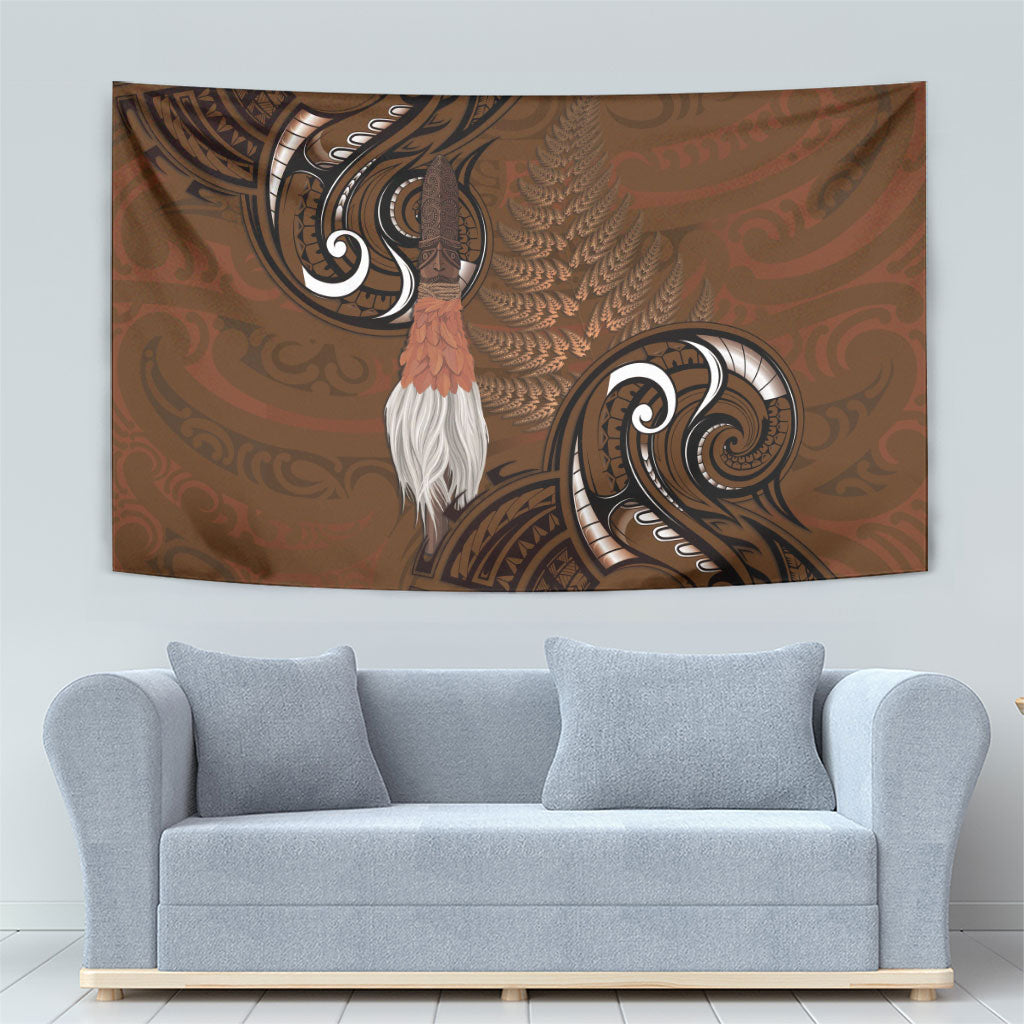 New Zealand Taiaha Tapestry Maori Weapon Silver Fern Maori Pattern