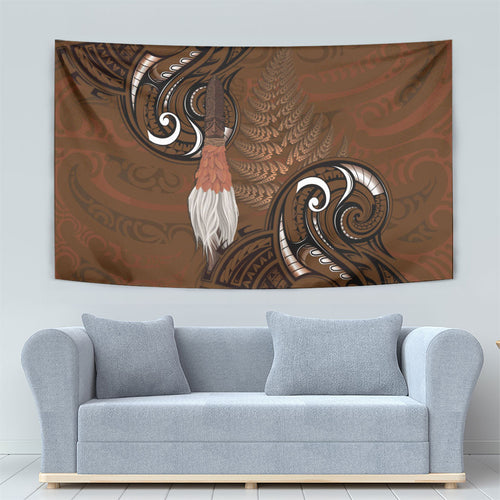 New Zealand Taiaha Tapestry Maori Weapon Silver Fern Maori Pattern