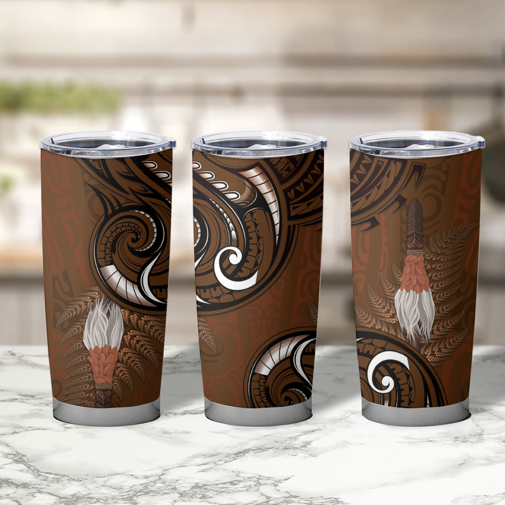 New Zealand Taiaha Tumbler Cup Maori Weapon Silver Fern Maori Pattern
