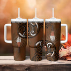 New Zealand Taiaha Tumbler With Handle Maori Weapon Silver Fern Maori Pattern