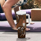 New Zealand Taiaha Tumbler With Handle Maori Weapon Silver Fern Maori Pattern