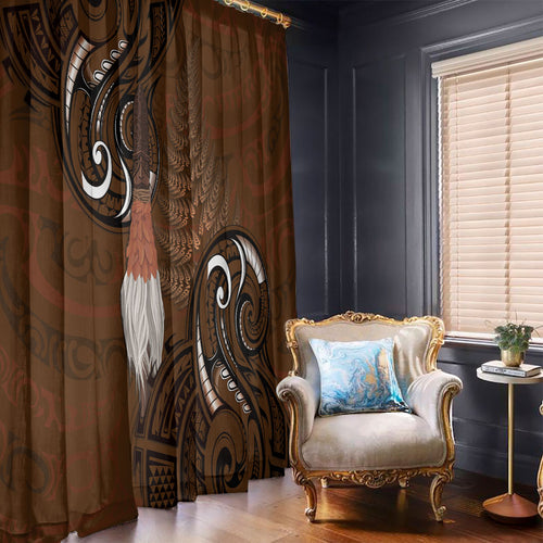 New Zealand Taiaha Window Curtain Maori Weapon Silver Fern Maori Pattern