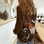New Zealand Taiaha Women Casual Shirt Maori Weapon Silver Fern Maori Pattern