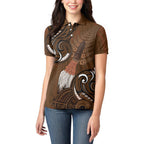 New Zealand Taiaha Women Polo Shirt Maori Weapon Silver Fern Maori Pattern