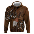 New Zealand Taiaha Zip Hoodie Maori Weapon Silver Fern Maori Pattern