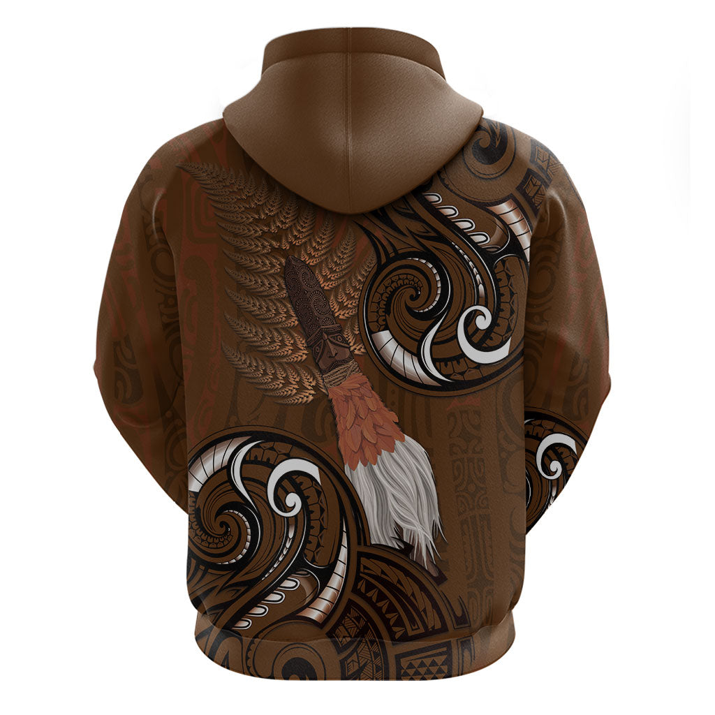 New Zealand Taiaha Zip Hoodie Maori Weapon Silver Fern Maori Pattern