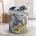 New Zealand Fantail Bird Laundry Basket Maori Piwakawaka Kowhai Maori Pattern