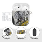 New Zealand Fantail Bird AirPods Case Maori Piwakawaka Kowhai Maori Pattern