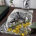 New Zealand Fantail Bird Area Rug Maori Piwakawaka Kowhai Maori Pattern