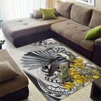 New Zealand Fantail Bird Area Rug Maori Piwakawaka Kowhai Maori Pattern