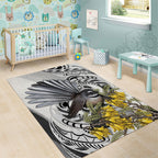 New Zealand Fantail Bird Area Rug Maori Piwakawaka Kowhai Maori Pattern