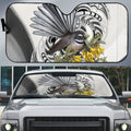 New Zealand Fantail Bird Auto Sun Shade Maori Piwakawaka Kowhai Maori Pattern