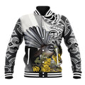 New Zealand Fantail Bird Baseball Jacket Maori Piwakawaka Kowhai Maori Pattern