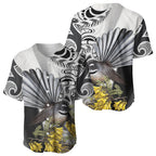 New Zealand Fantail Bird Baseball Jersey Maori Piwakawaka Kowhai Maori Pattern