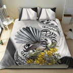 New Zealand Fantail Bird Bedding Set Maori Piwakawaka Kowhai Maori Pattern