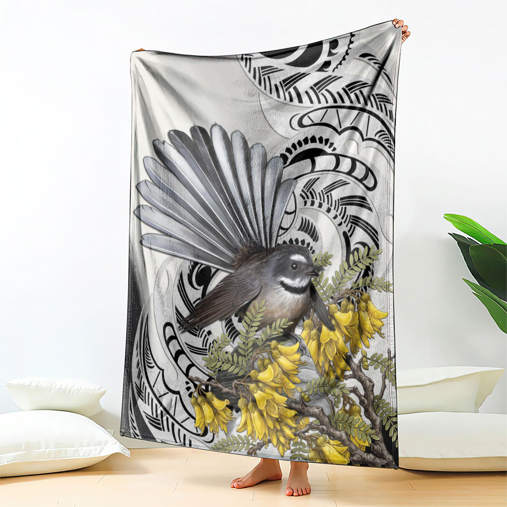New Zealand Fantail Bird Blanket Maori Piwakawaka Kowhai Maori Pattern